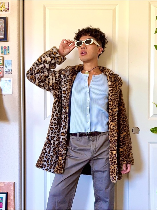 Vintage Jackets & Blazers - Vintage Y2K Leopard Faux-Fur Coat